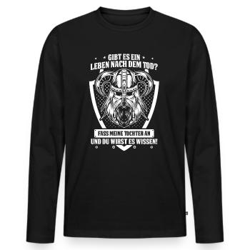 Wikinger Papa Tochter Vater Vatertag Viking - Männer Premium Bio Langarmshirt - Schwarz - Vorne - Nico (187cm)