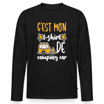 Camping-Car Caravane dicton de camping drôle - Männer Premium Bio Langarmshirt - Schwarz - Vorne - Nico (187cm)