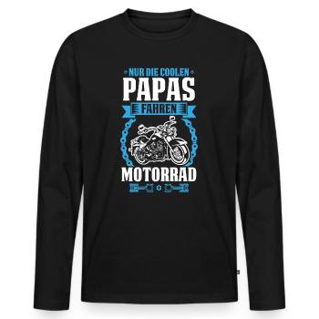 Coole Papas fahren Motorrad Biker Vater Vatertag - Männer Premium Bio Langarmshirt - Schwarz - Vorne - Nico (187cm)