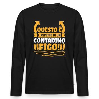 Contadino figo regalo divertente contadini e - Männer Premium Bio Langarmshirt - Schwarz - Vorne - Nico (187cm)