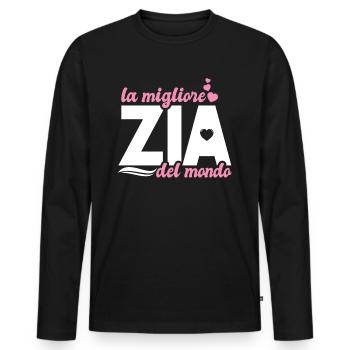 La migliore Zia del mondo super - Männer Premium Bio Langarmshirt - Schwarz - Vorne - Nico (187cm)