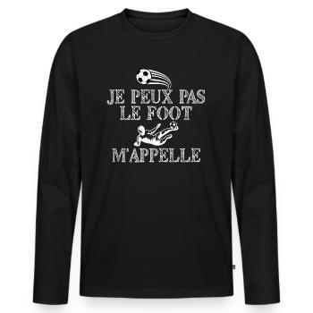Tee shirt Je peux pas j ai foot - T-shirt manches longues Premium bio Homme - noir - Devant - Nico (187cm)