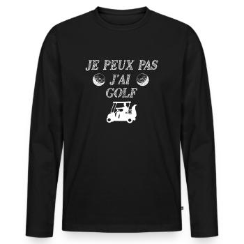 Tee shirt je peux pas j ai golf - T-shirt manches longues Premium bio Homme - noir - Devant - Nico (187cm)