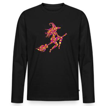 Halloween Hexe mit Halloween Kostümpunkten - Männer Premium Bio Langarmshirt - Schwarz - Vorne - Nico (187cm)