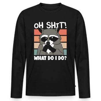 Raccoon Oh Shit Mignon Racoon Cadeau - T-shirt manches longues Premium bio Homme - noir - Devant - Nico (187cm)