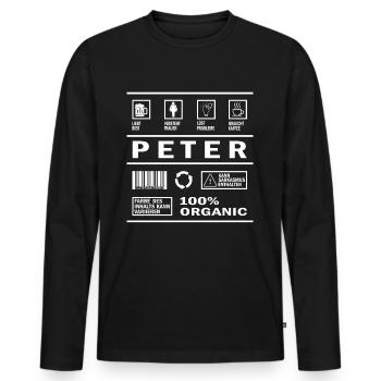 Peter Name funny Sarcasm Humor Men's name - Men's Premium Organic Long Sleeve Shirt - black - Front - Nico (187cm)