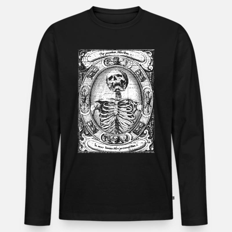 Skelett Gothic Okkult Geschenk - Männer Premium Bio Langarmshirt - Schwarz