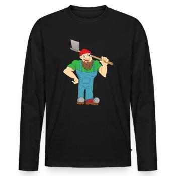 Bûcheron - cadeau de hache des montagnes des Alpes - T-shirt manches longues Premium bio Homme - noir - Devant - Nico (187cm)