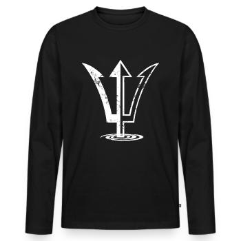 Symbole Poséidon - mythologie de dieu Grèce - T-shirt manches longues Premium bio Homme - noir - Devant - Nico (187cm)