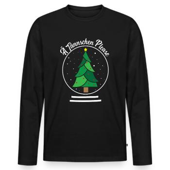 Sächsisch Tannenbaum Spruch - Ä Tännschen Please - Männer Premium Bio Langarmshirt - Schwarz - Vorne - Nico (187cm)