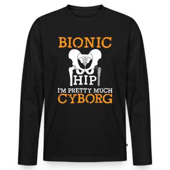 Hip Protese - Cyborg Surgery Surgery - Men's Premium Organic Long Sleeve Shirt - black - Front - Nico (187cm)
