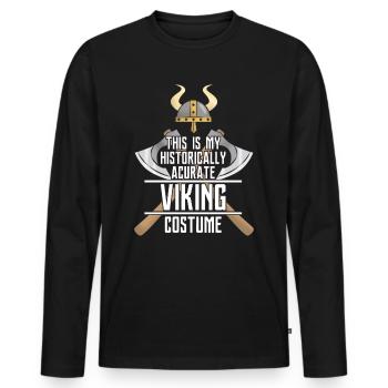 Costume viking historiquement casque hache - T-shirt manches longues Premium bio Homme - noir - Devant - Nico (187cm)