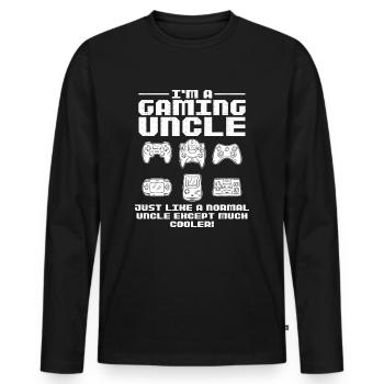 Oncle Gambling Console de jeu - T-shirt manches longues Premium bio Homme - noir - Devant - Nico (187cm)