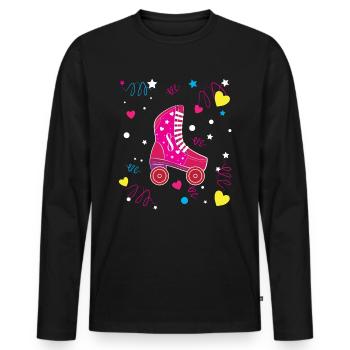 Rollerblade Pink Roller Roller Roller Patinage - T-shirt manches longues Premium bio Homme - noir - Devant - Nico (187cm)