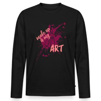 Make-up Artist Visagist Schminken Beauty Geschenk - Männer Premium Bio Langarmshirt - Schwarz - Vorne - Nico (187cm)