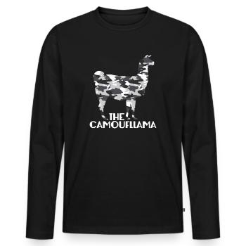 Camouflage Lama Camouflage Gift Alpaca Military - Men's Premium Organic Long Sleeve Shirt - black - Front - Nico (187cm)