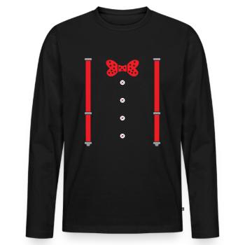 Saint-Valentin cadeau bretelles de mouche - T-shirt manches longues Premium bio Homme - noir - Devant - Nico (187cm)