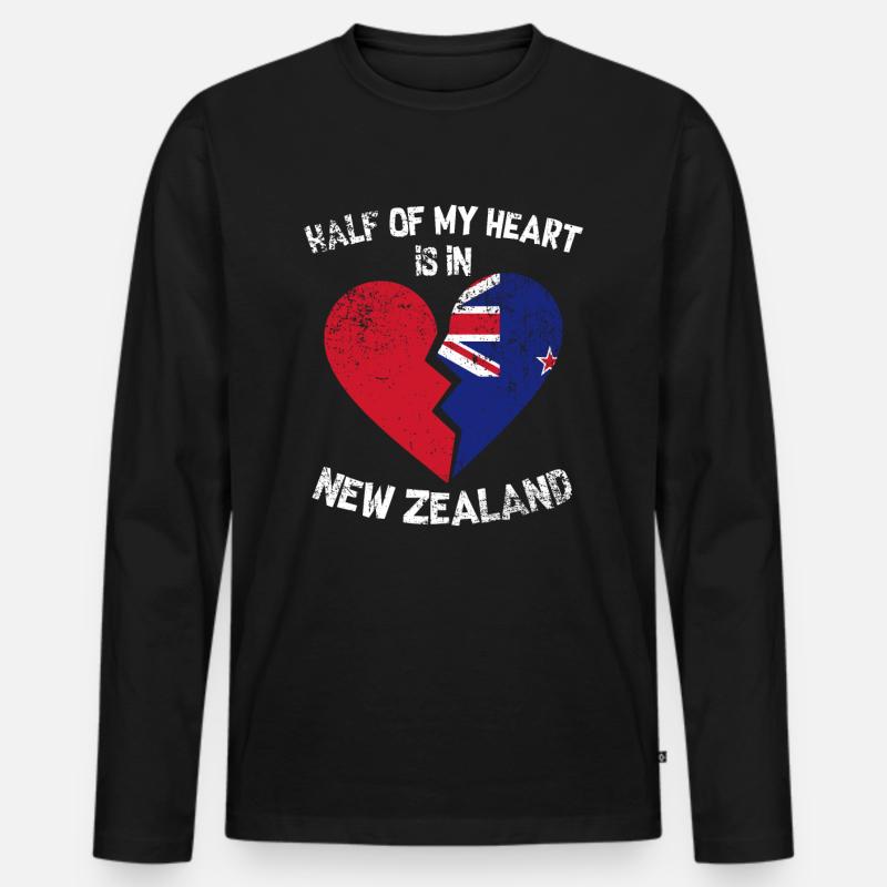 Neuseeland - Männer Premium Bio Langarmshirt - Schwarz