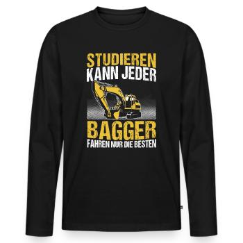 Baggerfahrer Baggerführer Bagger Geschenk - Männer Premium Bio Langarmshirt - Schwarz - Vorne - Nico (187cm)