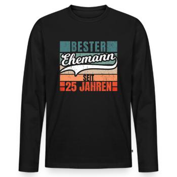 Silberhochzeit Ehemann 25 Jahre Ehe Geschenk - Männer Premium Bio Langarmshirt - Schwarz - Vorne - Nico (187cm)