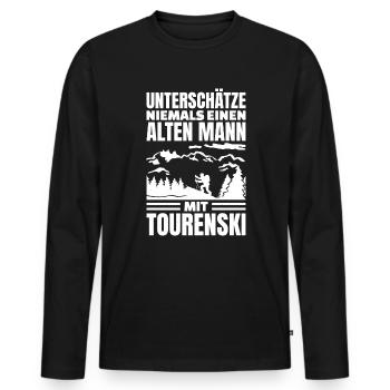 Unterschätze Nie Alten Mann Tourenski - Skitour - Männer Premium Bio Langarmshirt - Schwarz - Vorne - Nico (187cm)
