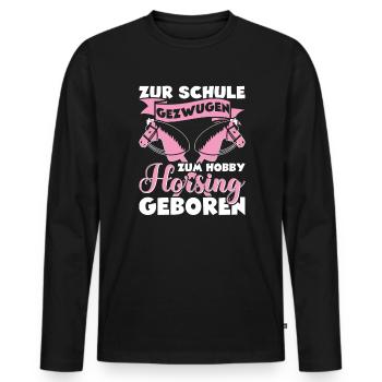 Mädchen Hobby Horsing Steckenpferd - Männer Premium Bio Langarmshirt - Schwarz - Vorne - Nico (187cm)