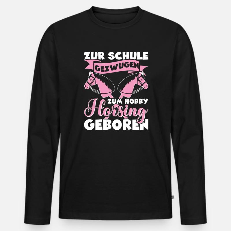 Mädchen Hobby Horsing Steckenpferd - Männer Premium Bio Langarmshirt - Schwarz