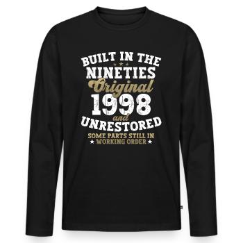 Built in the nineties 1998 27. Geburtstag Herren - Männer Premium Bio Langarmshirt - Schwarz - Vorne - Nico (187cm)