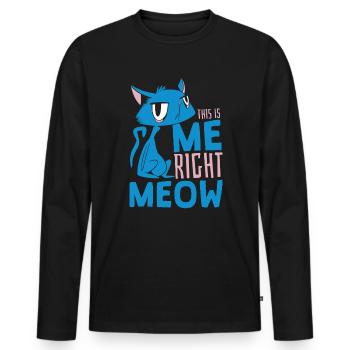 Drôle de chat me disant juste Miaou chats - T-shirt manches longues Premium bio Homme - noir - Devant - Nico (187cm)