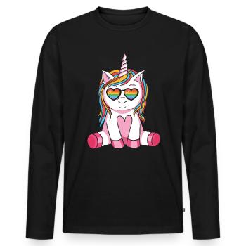 LGBTQ Gay Lesbian Trans CSD Unicorn Gay Pride - Men's Premium Organic Long Sleeve Shirt - black - Front - Nico (187cm)