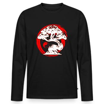 Yin Yang Zen Buddha Japan Ying Yang - Männer Premium Bio Langarmshirt - Schwarz - Vorne - Nico (187cm)