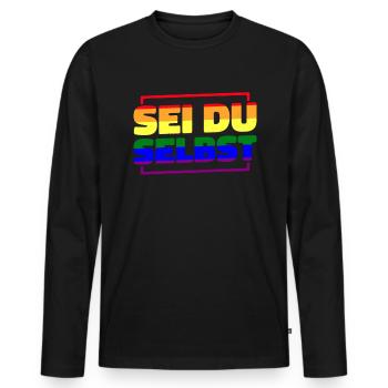 Regenbogen - LGBTQ Gay Sei Du Selsbt - Männer Premium Bio Langarmshirt - Schwarz - Vorne - Nico (187cm)