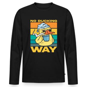 Drôle de dire canard Pas de chemin d’esquive - T-shirt manches longues Premium bio Homme - noir - Devant - Nico (187cm)