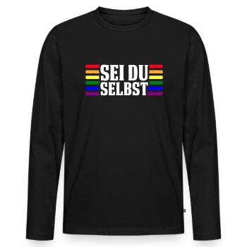 Lesbisch Schwul Regenbogen LGBTQ Gay Pride CSD - Männer Premium Bio Langarmshirt - Schwarz - Vorne - Nico (187cm)