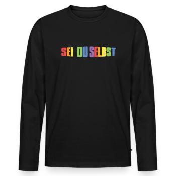 LGBTQ Gay Queer Lesbisch Schwul Regenbogen - Männer Premium Bio Langarmshirt - Schwarz - Vorne - Nico (187cm)