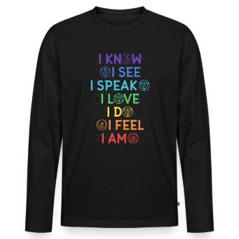 Yoga 7 Chakras Mediation Namaste Peace - Men's Premium Organic Long Sleeve Shirt - black - Front - Nico (187cm)