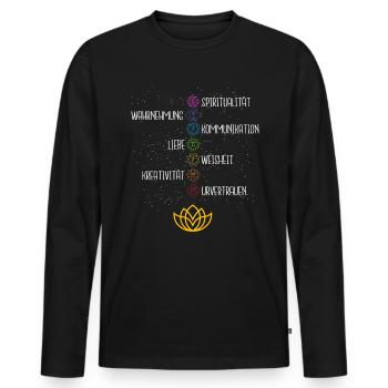 Namaste Yoga 7 Chakren Meditation - Männer Premium Bio Langarmshirt - Schwarz - Vorne - Nico (187cm)