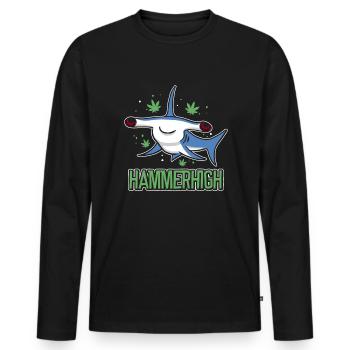 Weed Joint Stoner Hammerhigh Cannabis HIGH - T-shirt manches longues Premium bio Homme - noir - Devant - Nico (187cm)