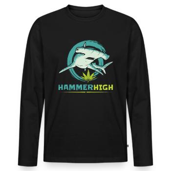Joint Stoner Cannabis HIGH Hammerhigh - T-shirt manches longues Premium bio Homme - noir - Devant - Nico (187cm)