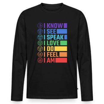 Namaste Yoga Meditation 7 Chakren Meditation - Männer Premium Bio Langarmshirt - Schwarz - Vorne - Nico (187cm)