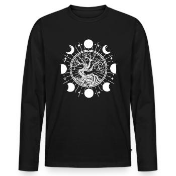 Lebensbaum Mondphase Baum Des Lebens - Männer Premium Bio Langarmshirt - Schwarz - Vorne - Nico (187cm)