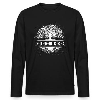 Tree of Life Yggdrasil Moon Phase Spiritual - Men's Premium Organic Long Sleeve Shirt - black - Front - Nico (187cm)
