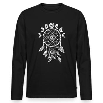 Dream Catcher Moon Phase Méditation Yoga Ésotérisme - T-shirt manches longues Premium bio Homme - noir - Devant - Nico (187cm)
