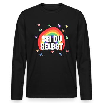 Regenbogen - LGBTQ Gay Pride CSD Sei Du Selbst - Männer Premium Bio Langarmshirt - Schwarz - Vorne - Nico (187cm)