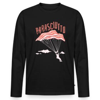 Drôle de jambon parachute Paraglding - T-shirt manches longues Premium bio Homme - noir - Devant - Nico (187cm)