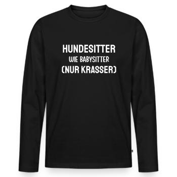 Hund Gassi Hundebetreuer Hundesitter - Männer Premium Bio Langarmshirt - Schwarz - Vorne - Nico (187cm)