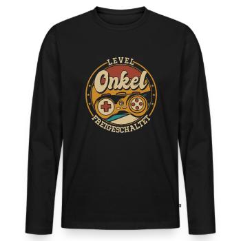 Uncle Patenonkel Held Onkel Stolzer Onkel - Männer Premium Bio Langarmshirt - Schwarz - Vorne - Nico (187cm)