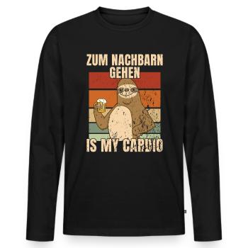 Nachbar Nachbar Nachbarschaft Bier - Männer Premium Bio Langarmshirt - Schwarz - Vorne - Nico (187cm)