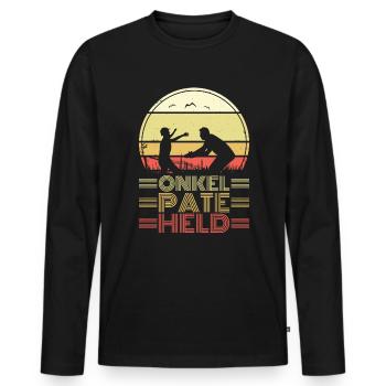 Onkel Pate Held - Patenonkel - Männer Premium Bio Langarmshirt - Schwarz - Vorne - Nico (187cm)