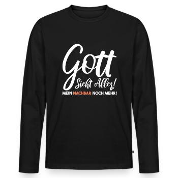 Nachbar Einzug Nachbar Nachbarschaft Nachbarn - Männer Premium Bio Langarmshirt - Schwarz - Vorne - Nico (187cm)